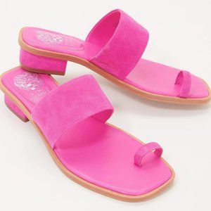 NEW Vince Camuto Toe Loop Heeled Sandals - Yelinda FIREBALL FUSHIA SIZE 7